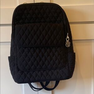 Vera Bradley Quilted Black Backpack w/matching wallet. Almost like new!!!